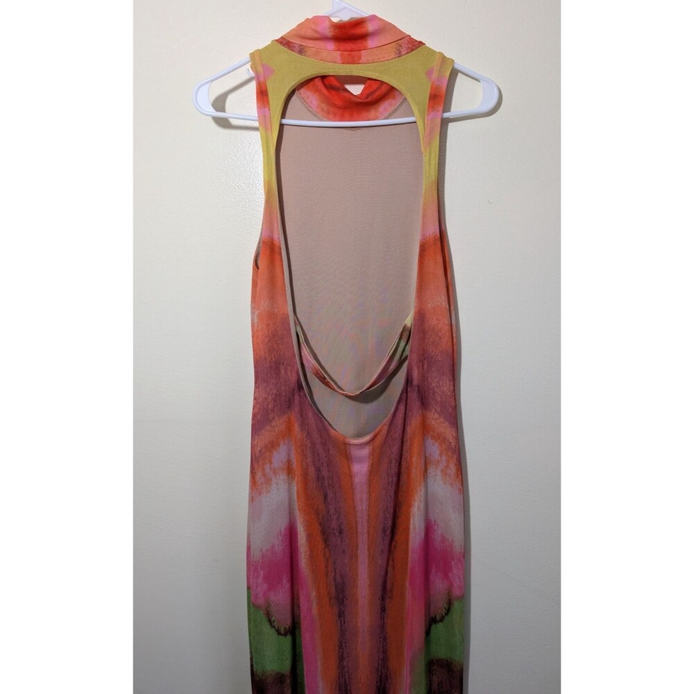 AFRM Serenity Mesh Midi Dress High Neck Psychedelic Size Medium - Picture 12 of 14